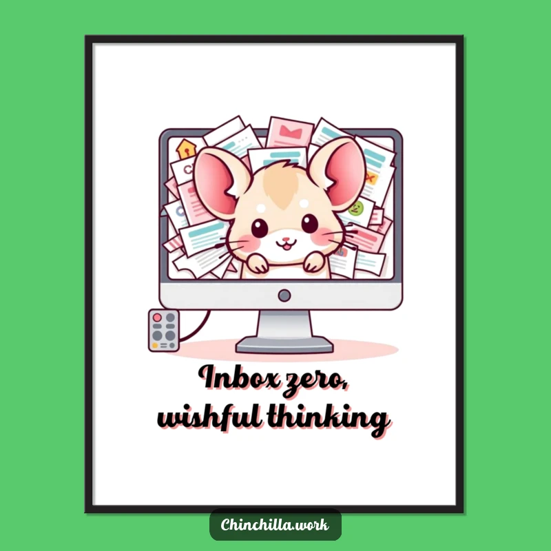 Free Printable Wall Art: Kawaii Chinchilla Inbox Overload Cute Downloadable Art Gift