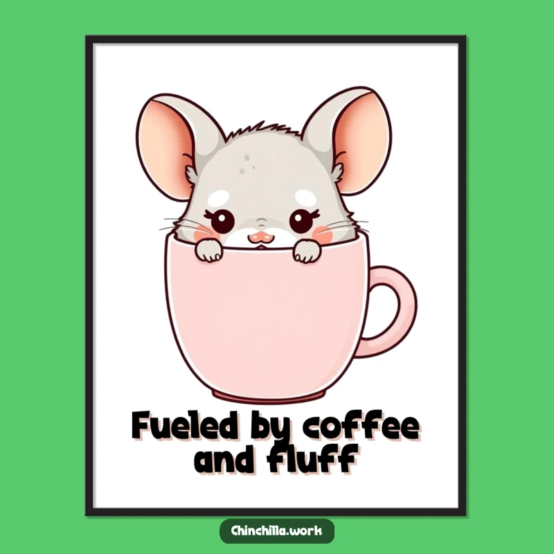 Free Printable Wall Art: Chinchilla in Coffee Mug, Funny Downloadable Art