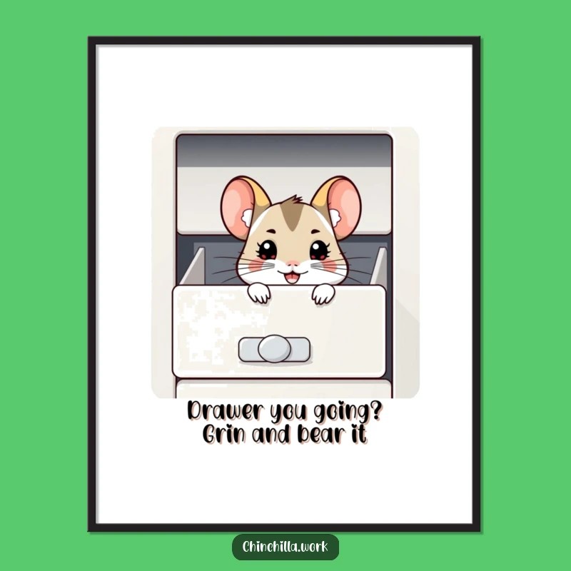 Funny Free Printable Chinchilla Wall Art: Grinning File Drawer Decor Downloadable Decor