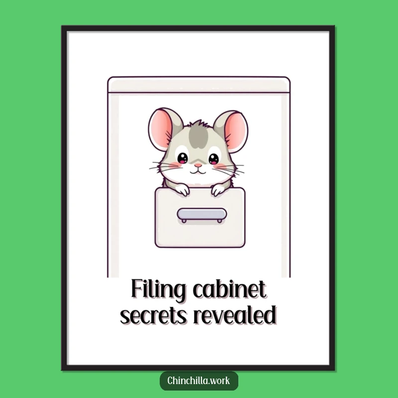 Funny Free Printable Wall Art: Chinchilla Filing Cabinet Peek - Downloadable Quirky Office Decor!