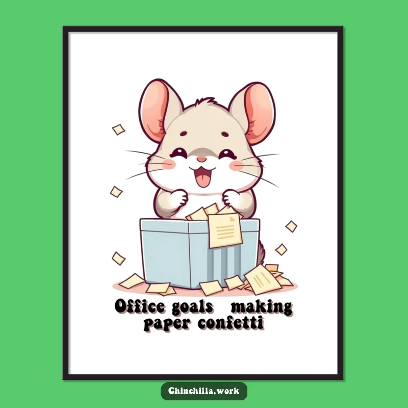 Funny Kawaii Chinchilla Office Art: Free Printable Shredding Downloadable Wall Decor