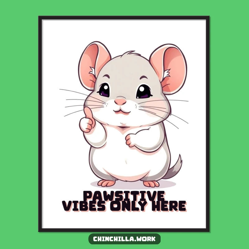Free Printable Wall Art: Thumbs Up Chinchilla, Motivational Decor, Hilarious Downloadable Art