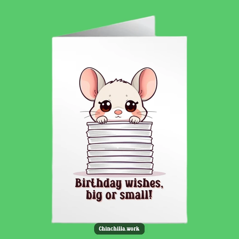 Free Printable Birthday Card: Kawaii Office Chinchilla, Funny Downloadable Gift