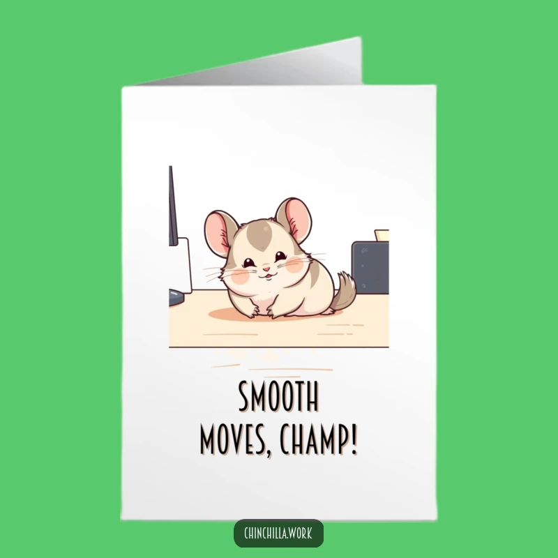 Free Printable Chinchilla Congrats Card: Sliding into Success - Downloadable Humor!