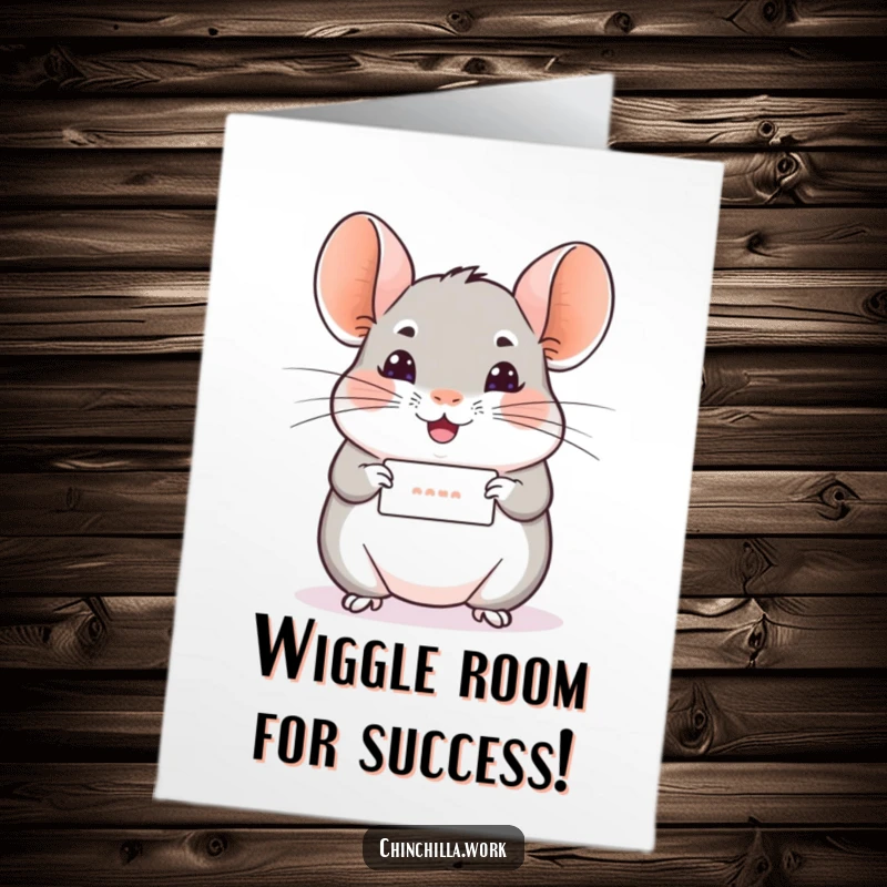 Free Printable Congratulations Card: Chinchilla Offering a Tiny Message with a Cheerful Wiggle, Sharing Joy