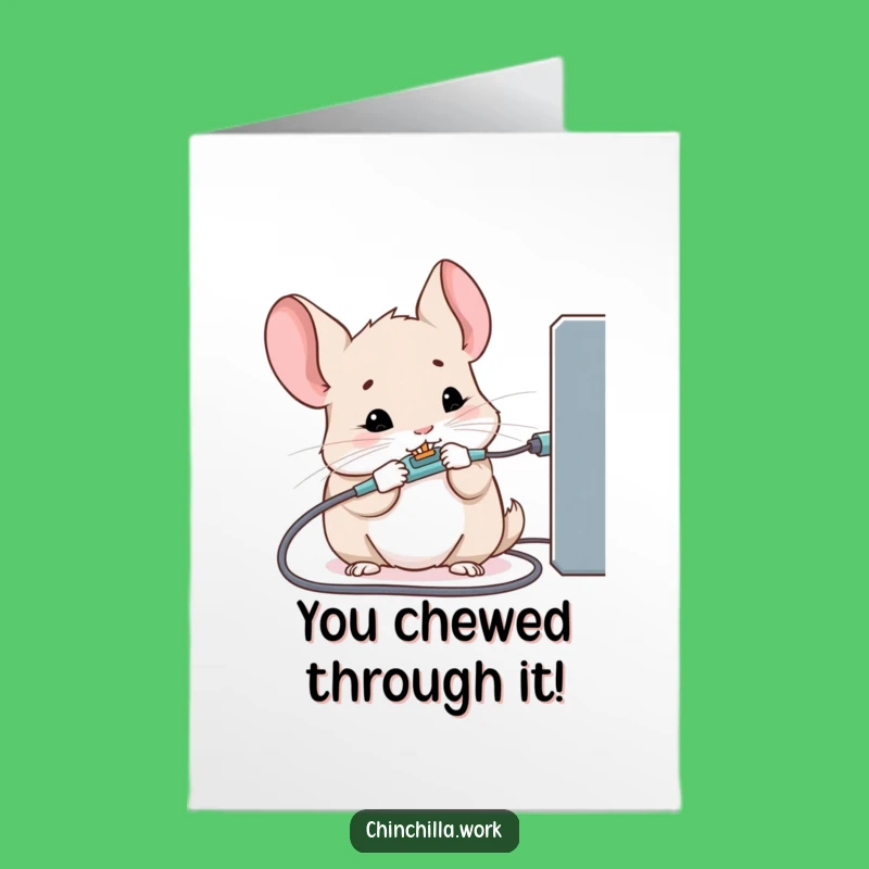 Free Printable Congrats Card: Chinchilla Cable Chaos Funny Downloadable Gift