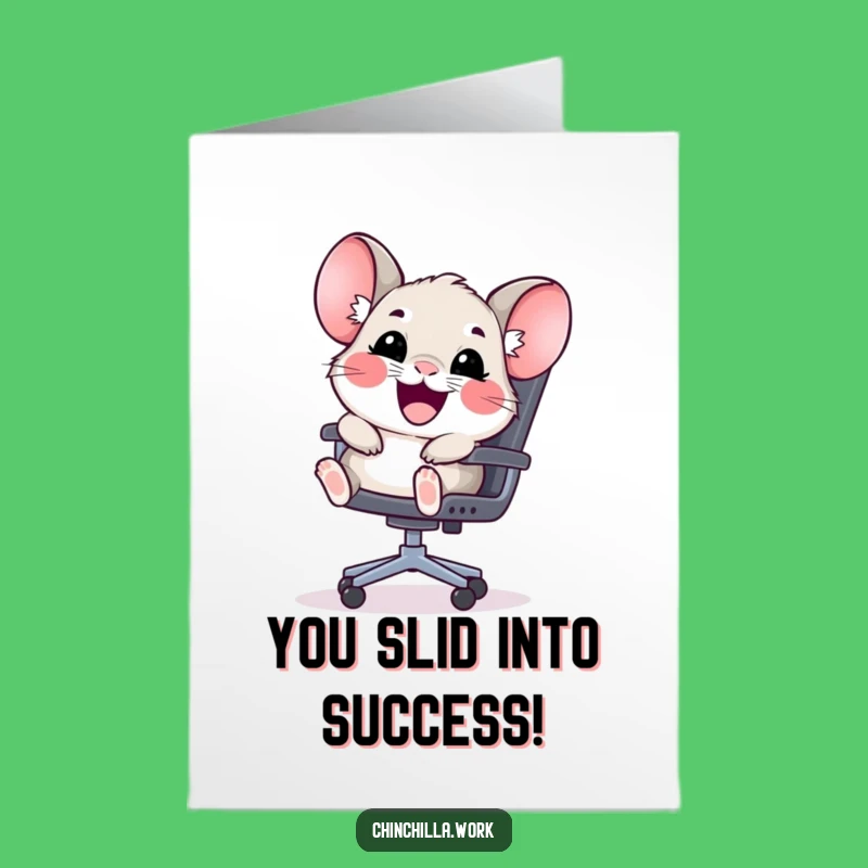 Free Printable Chinchilla Congrats Card: Funny Chair Slide Celebration Downloadable