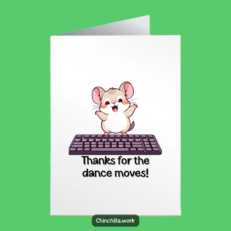 Free Printable Chinchilla Keyboard Dance Thank You Card: Kawaii Office Gratitude Downloadable Gift