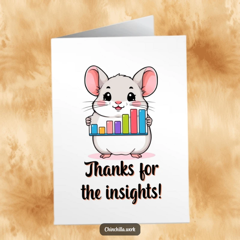 Funny Free Printable Thank You Card featuring a beaming chinchilla presenting a positive bar graph of appreciation.