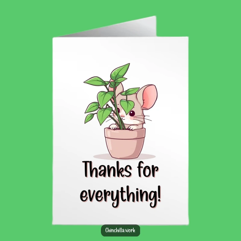 Funny Chinchilla Thank You Card Free Printable - Peek-a-Boo Gratitude Downloadable Greeting