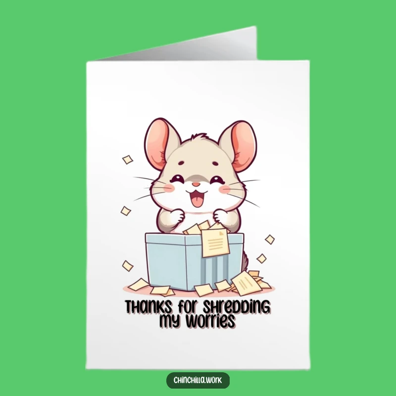 Free Printable Thank You Card: Kawaii Chinchilla Shredding Thanks Downloadable