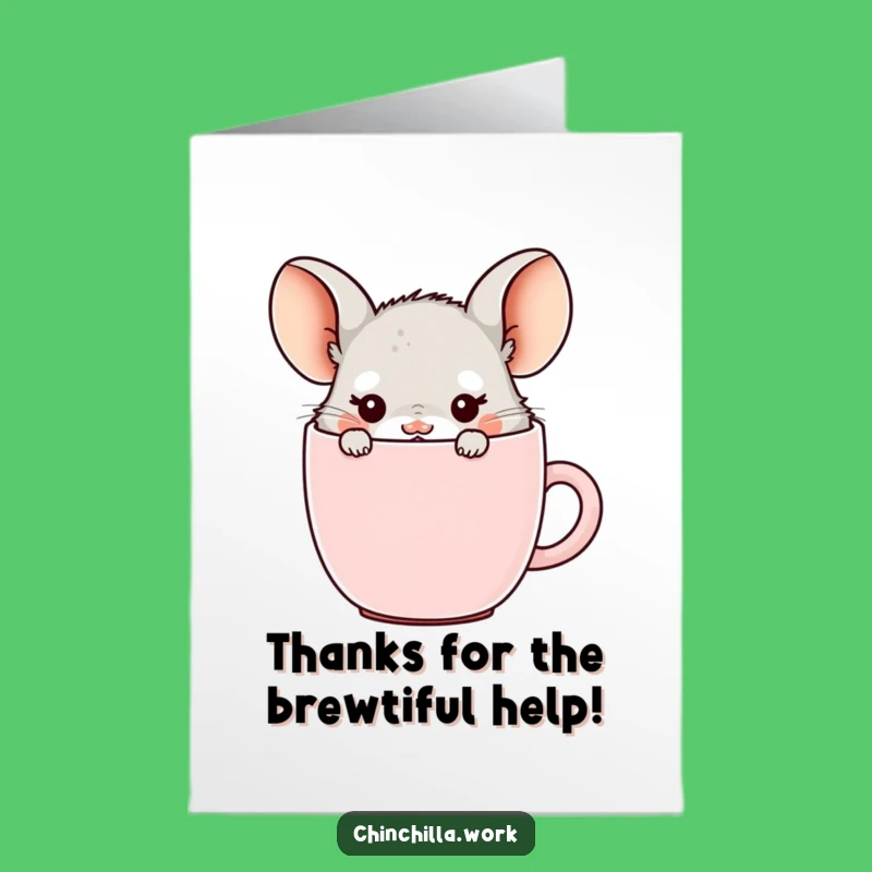Free Printable Thank You Card: Chinchilla in Coffee Mug, Funny Downloadable Gift