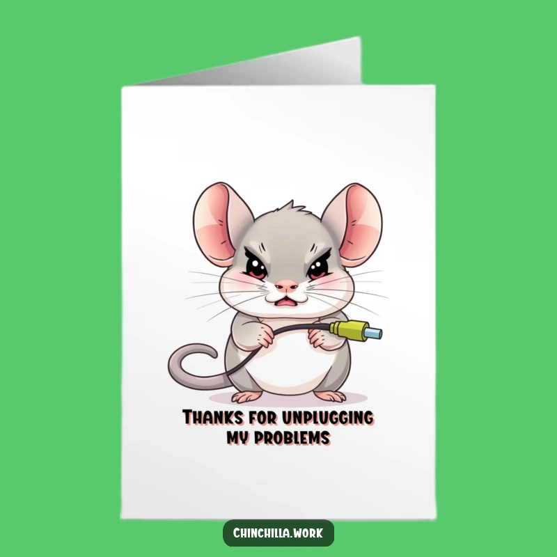 Free Printable Thank You Card: Chinchilla Mouse Unplugged - Funny Downloadable Gratitude!