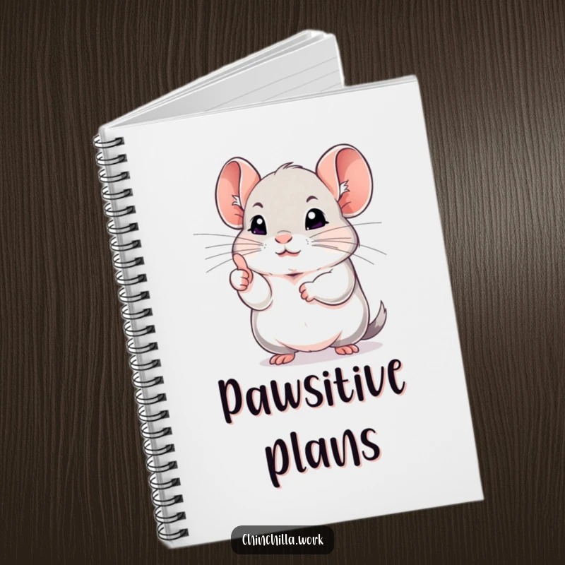 Funny chinchilla notebook cover featuring a rodent giving a determined thumbs up, inspiring good ideas and positive action.