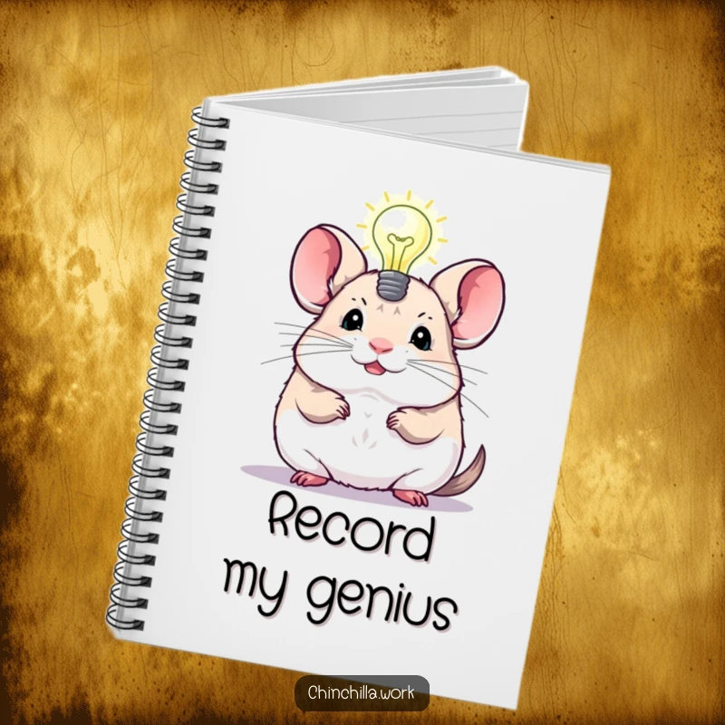 Funny Chinchilla Notebook with a lightbulb, perfect for jotting down brilliant ideas and notes with a touch of humor.