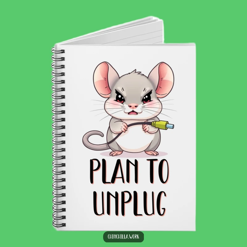 Funny Chinchilla Mouse Unplug Notebook - Hilarious Tech Journal Gift