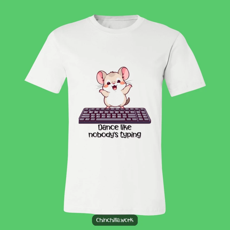 Funny Kawaii Office Chinchilla Keyboard Dance T-Shirt: Wear Your Desk Joy