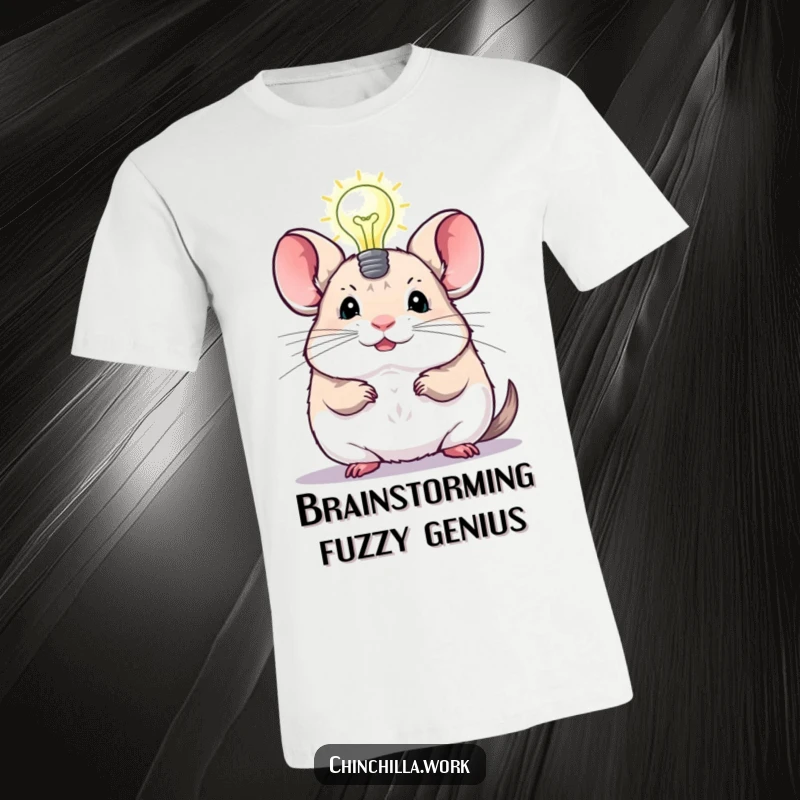 Funny Chinchilla T-Shirt featuring a chinchilla with a glowing lightbulb, representing intelligence and funny moments. Ideal for gifts.