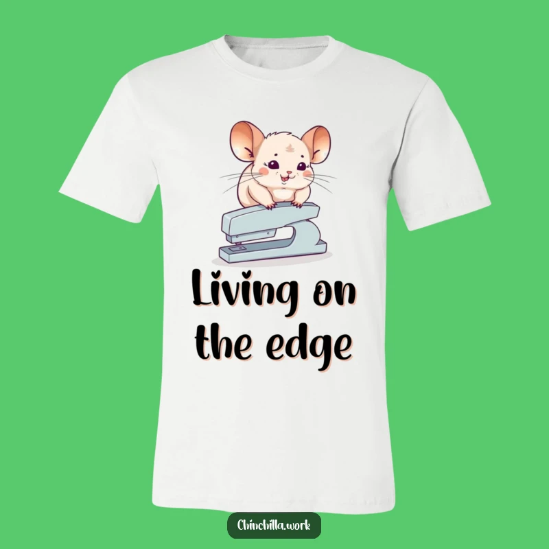 Funny Chinchilla Stapler T-Shirt: Hilarious Balancing Act Tee for Desk Dwellers