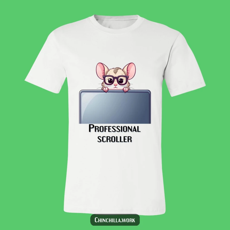 Funny Chinchilla Reading T-Shirt: Adorable Glasses Over Monitor Tee Makes a Great Geek Gift