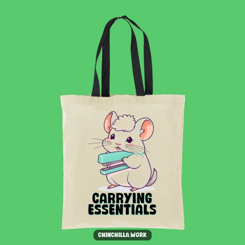 Funny Chinchilla Stapler Head Tote Bag - Hilarious Office Accessory Gift