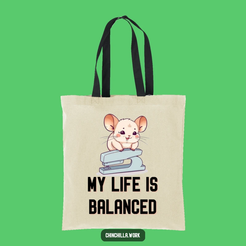 Funny Chinchilla Stapler Tote Bag: Balancing Act Accessory for Adventurous Errands