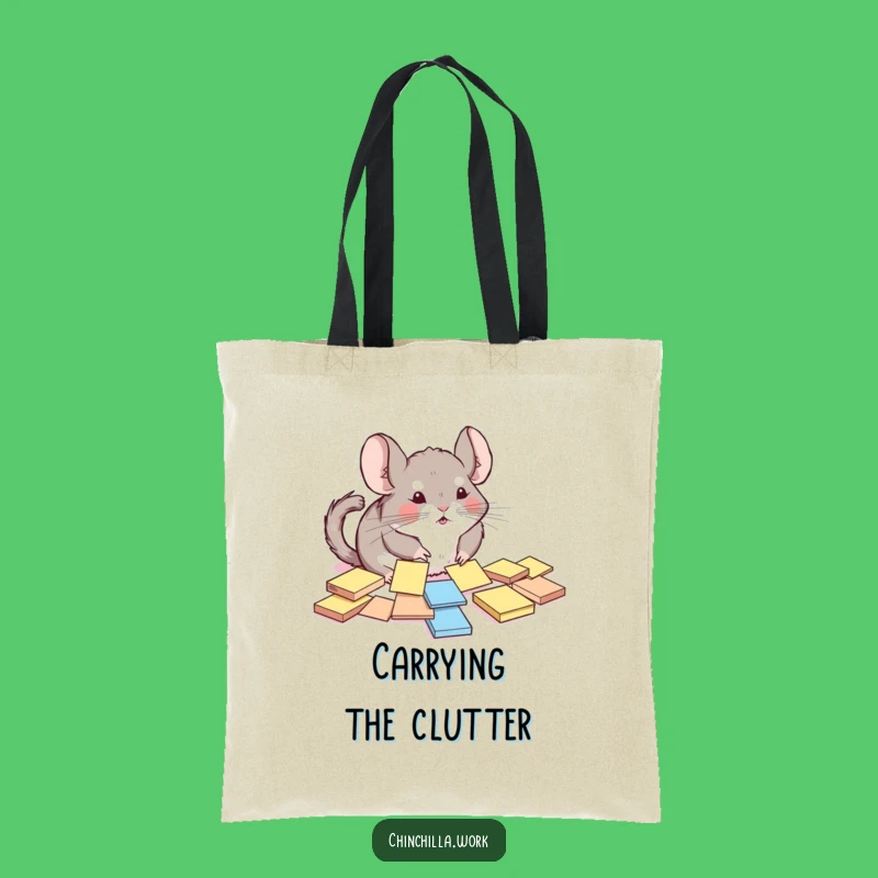 Funny Chinchilla Tote Bag: Carry Your Notes with This Sticky Situation Rodent