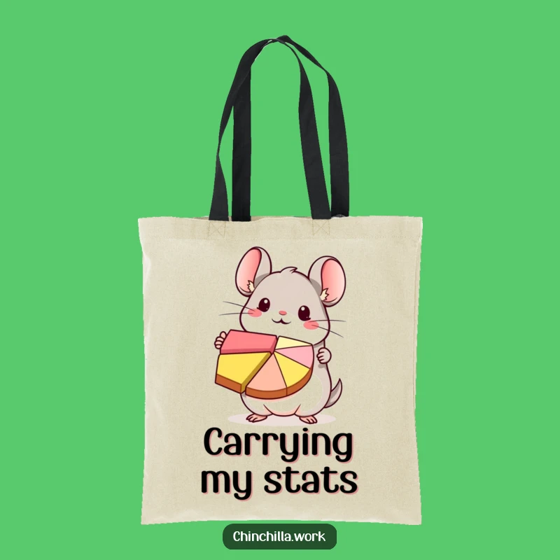 Funny Kawaii Chinchilla Pie Chart Tote Bag - Cute Data Organizer Gift