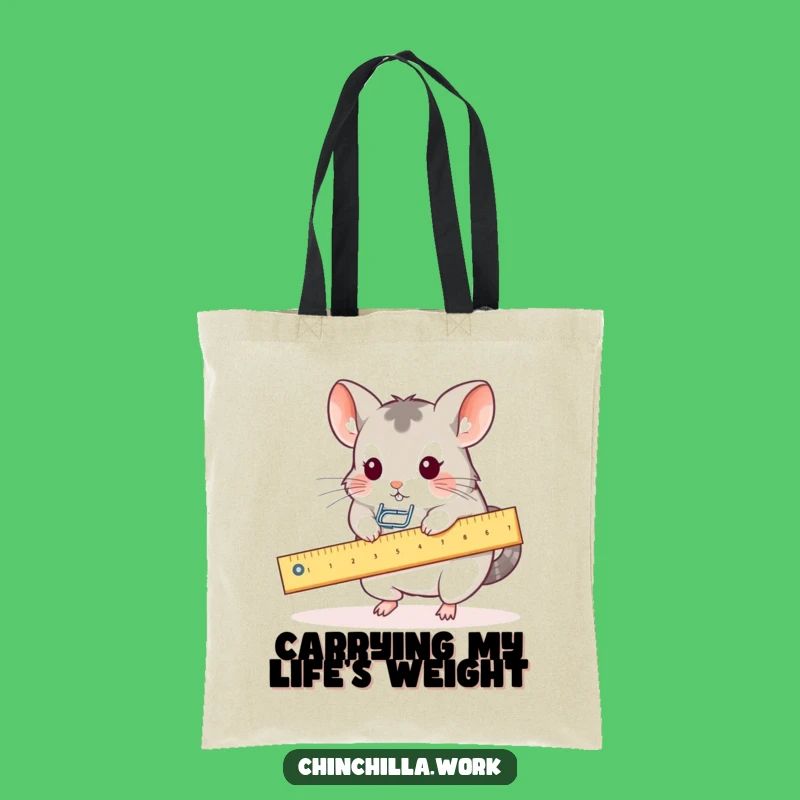 Funny Kawaii Office Chinchilla Ruler Seesaw Tote Bag: Carry Your Laughs